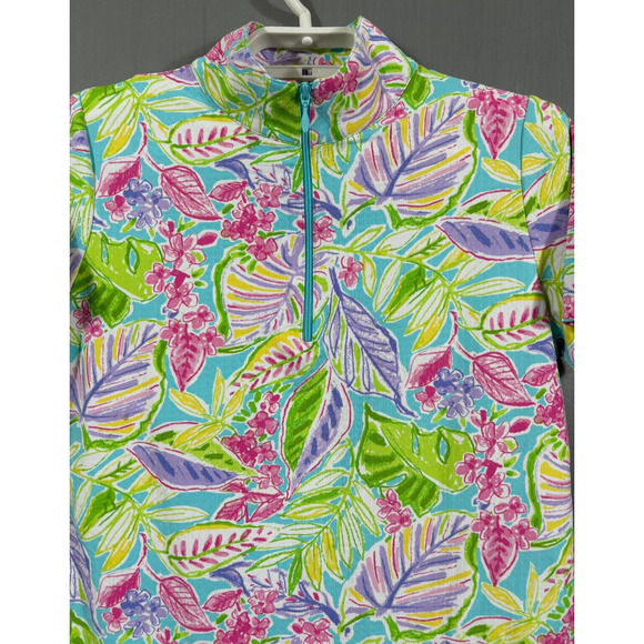 IBKUL Top Womens XS Mock Neck Floral Short Sleeve Nylon Blend - Picture 1 of 10